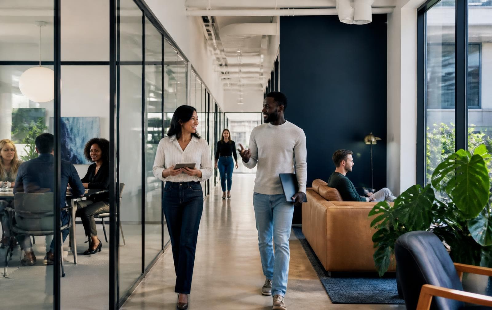 People collaborating in the DevYet office